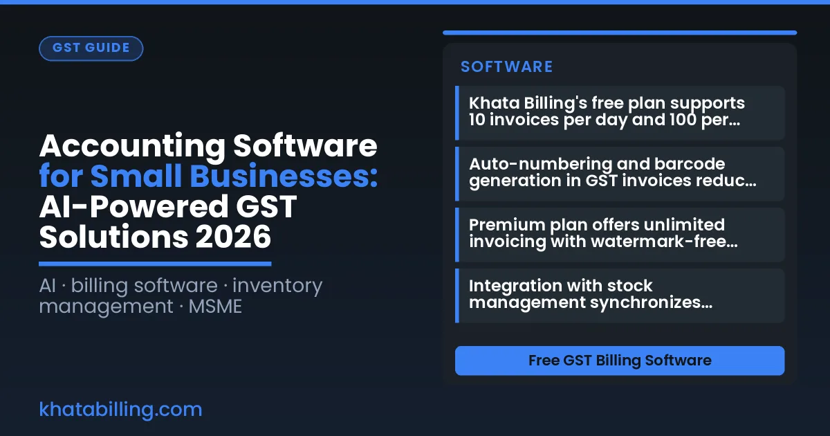 Small shop owner using digital billing on tablet at counter