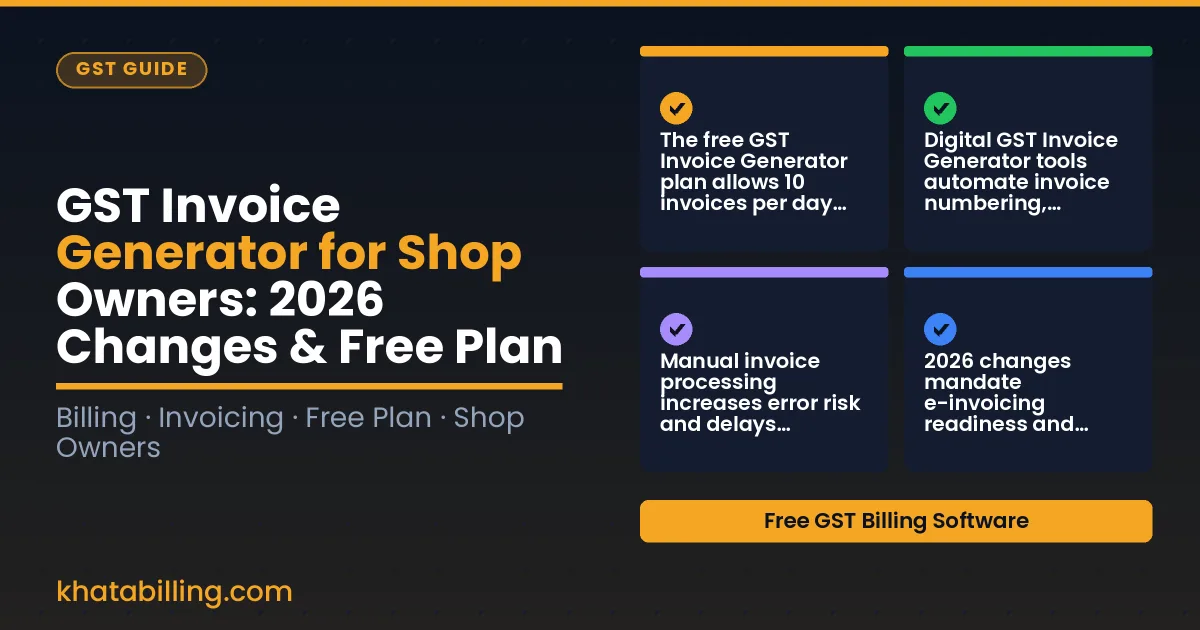 Small shop owner creating GST invoice on tablet