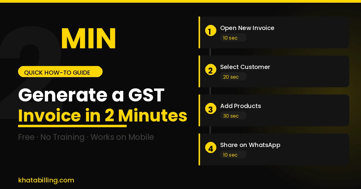 Generate GST invoice in 2 minutes using Khata Billing software