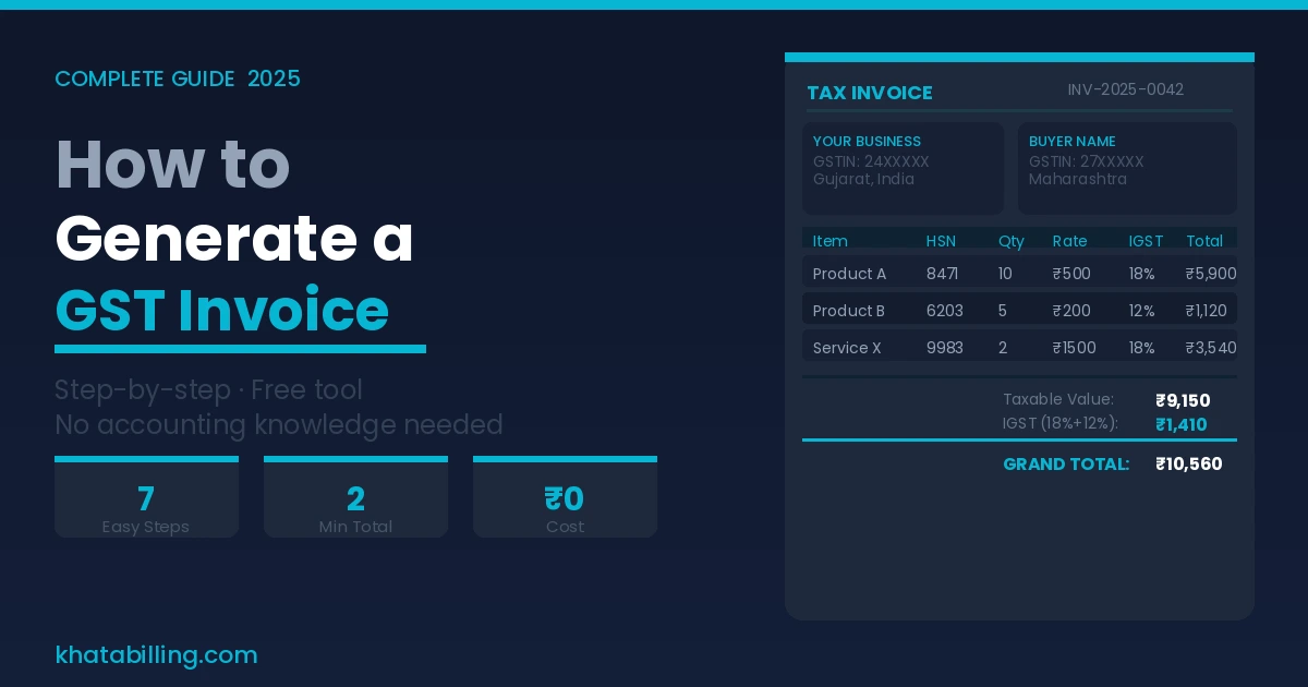 How to generate a GST invoice in India using Khata Billing free tool