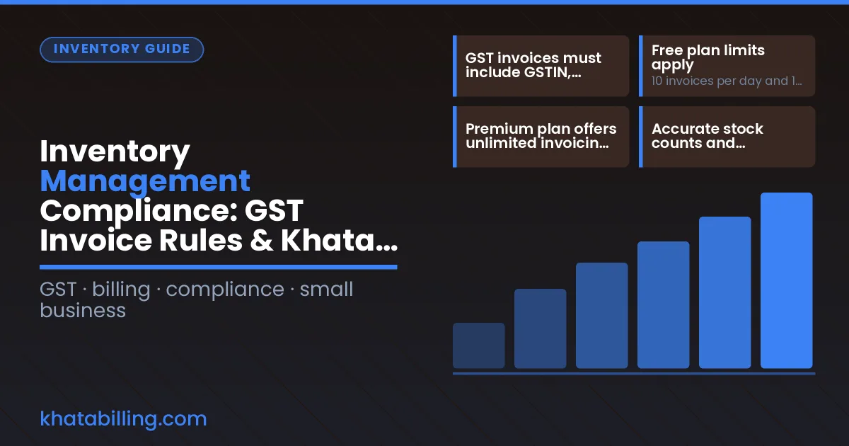 A shop counter with inventory items and a digital billing device showing GST compliance.