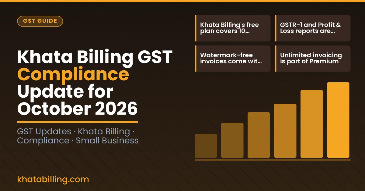 Small shop owner using billing software on laptop with GST invoice displayed