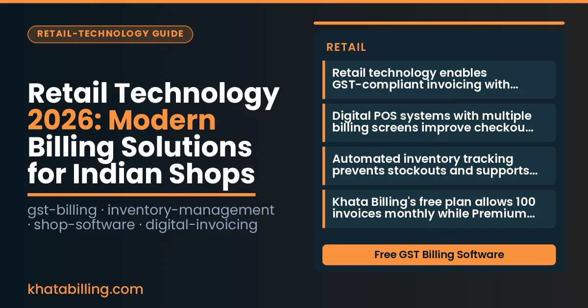 Modern Indian retail shop with billing counter tablet and inventory management display