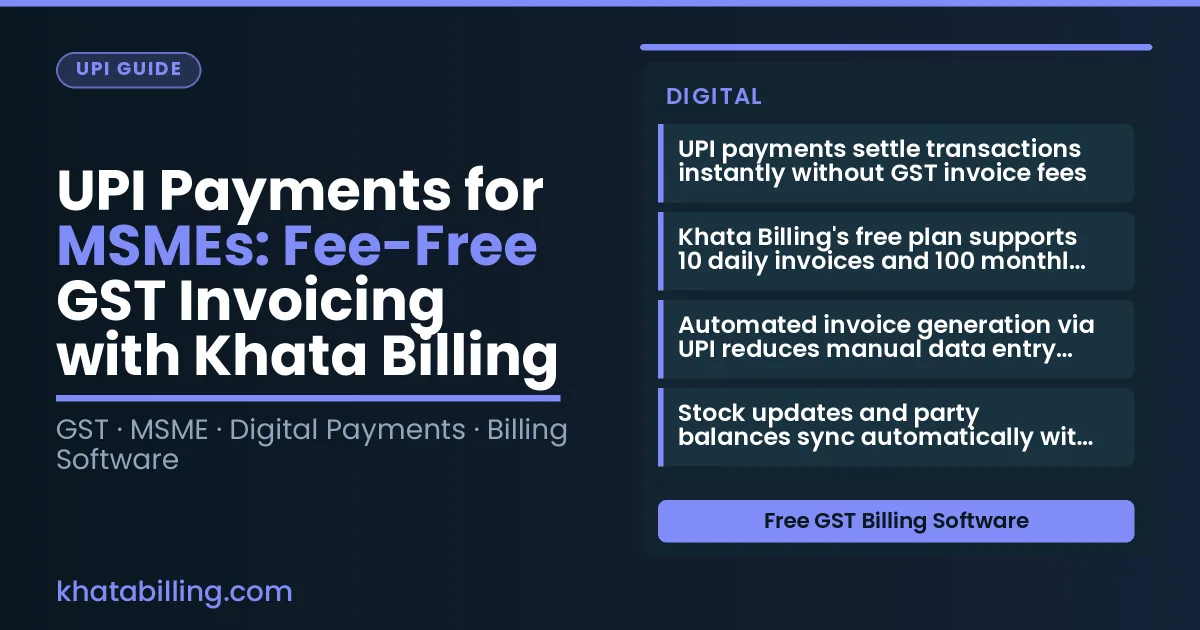 Small shop owner using Khata Billing on a phone to generate a GST invoice